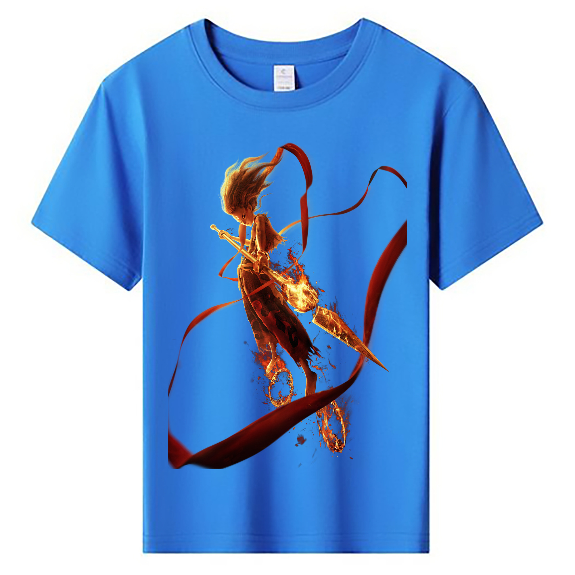 （画像用） Ne Zha 2 ナタ 魔童の大暴れ 綿100％キッズTシャツ（フロントプリント）